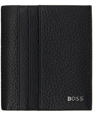 BOSS Portefeuille Noir En Cuir Grainé