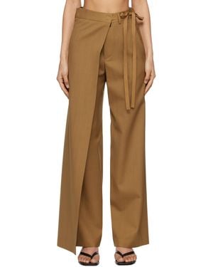 MM6 by Maison Martin Margiela タン Tailoring ウールキャンバス セルフタイ トラウザーズ - ナチュラル