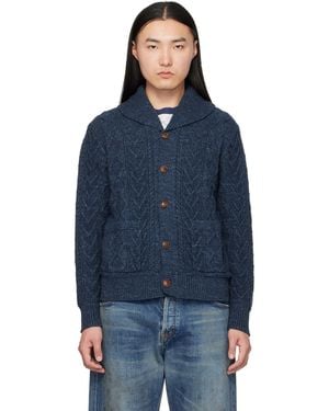 RRL Aran-Knit Cotton Cardigan - Blue