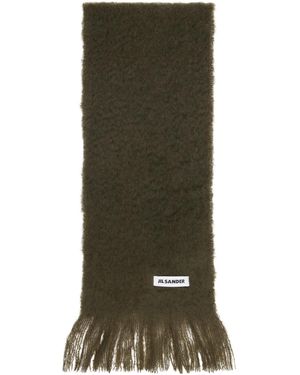 Jil Sander Écharpe Verte En Mohair Et Laine