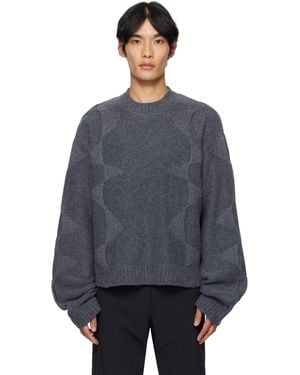 HELIOT EMIL Cropped Spiral Knit Sweater - Blue