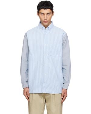Nanamica Button Down Stripe Storm Shirt - Blue