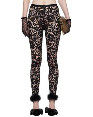 Valentino Feathers Lace Leggings - Black