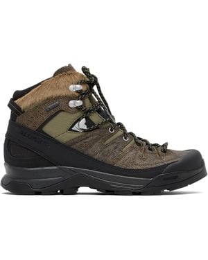 Salomon Khaki X-Alp Mid Distressed Leather Gore-Tex Boots - Black