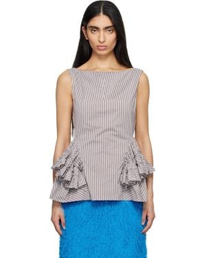 Dries Van Noten Ruffled Peplum Blouse - Blue