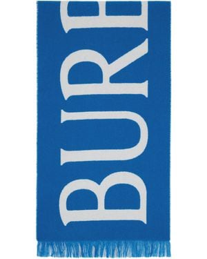 Burberry Logo Wool Scarf - Blue