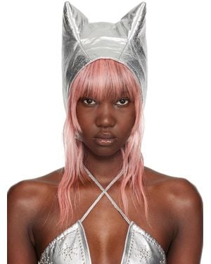 Im Sorry by Petra Collins Ssense Exclusive Mimi Wade Edition Cat Leather Hat - Metallic