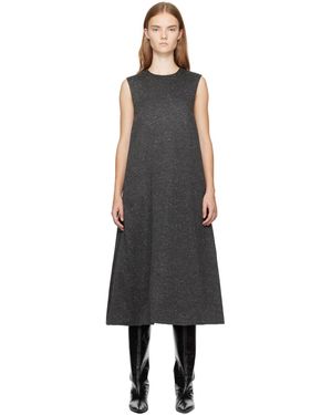 UMBER POSTPAST Robe Midi Isolée Grise En Jersey De Viscose - Noir