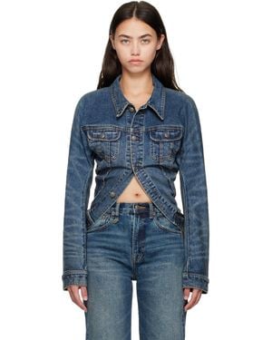 R13 Skinny Wrap Around Denim Trucker Jacket - Blue