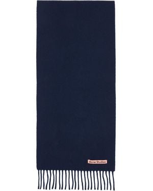 Acne Studios Fringe Wool Skinny Scarf - Blue