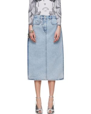 Pushbutton Back Panty Square Denim Midi Skirt - Black