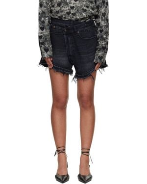 R13 Crossover Denim Shorts - Black