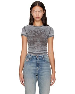 DIESEL Slim Jersey Print & Studs T-Shirt - Blue