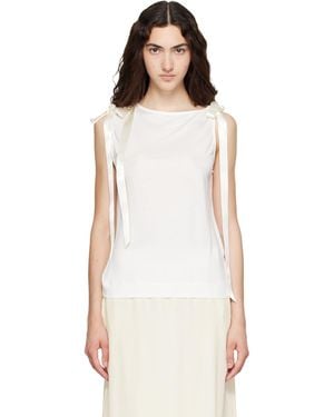 Simone Rocha Bow Ribbon Tail Tank Top - White