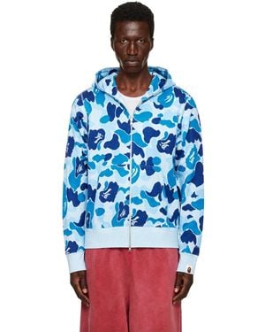 A Bathing Ape Abc Camo Jacquard Full Zip Hoodie - Blue