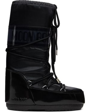 Moon Boot Icon Glance Satin Boots - Black