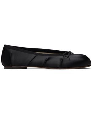 Maison Margiela Ballerines Noires En Satin À Bout Tabi