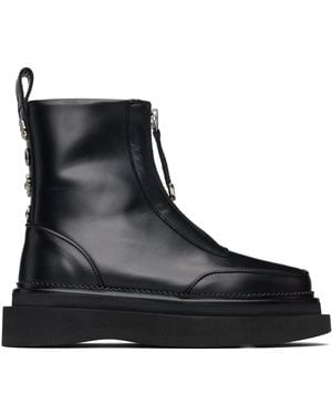 Toga Hard Leather Boots - Black