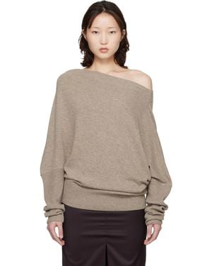 Cordera Merino Wool Off-Shoulder Sweater - Brown
