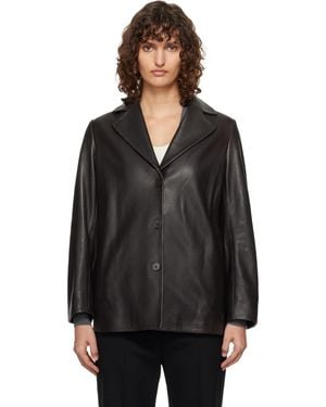 Nour Hammour Opus Relaxed Leather Blazer - Black