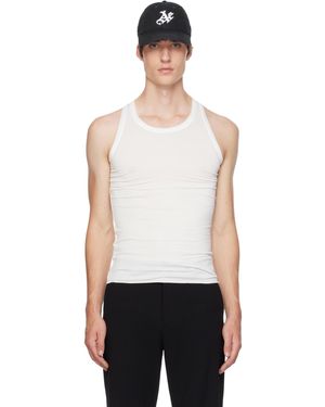 AARON ESH Off- Jersey Satin Trim Tank Top - White