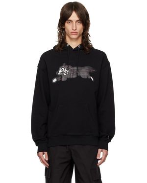ICECREAM ブラック Woodgrain Running Dog Popover フーディ