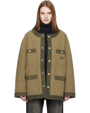 R13 Khaki Cord Trimmed Chore Jacket - Green