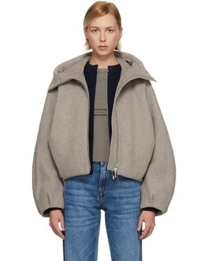 Canada Goose Taupe Chilliwack Wool Bomber Jacket - Blue