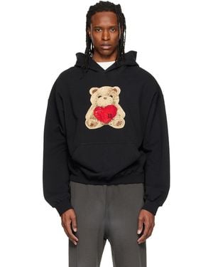 we11done Heart Teddy Hoodie - Black