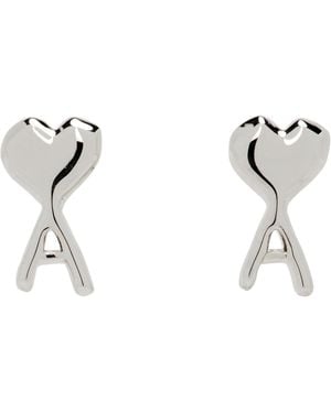 Ami Paris Ami De Coeur Hammered Earrings - Black