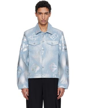 CASABLANCA Pearlescent Monogram Jacket - Blue