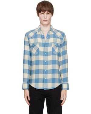 RRL Slim Fit Plaid Western Shirt - Blue