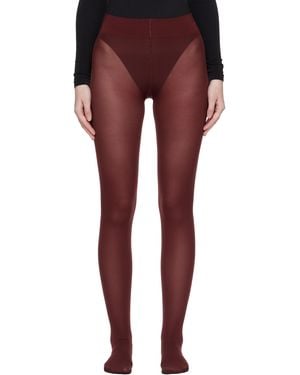 Wolford Burgundy Velvet De Luxe 66 Tights - Red