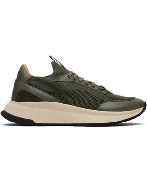 BOSS Khaki Ttnm Evo Knitted Upper Trainers - Black