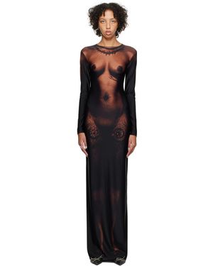 Jean Paul Gaultier Trompe-l'œil High-neck Stretch-woven Maxi Dress - Black