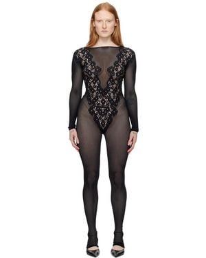 Wolford Black Flower Lace Jumpsuit