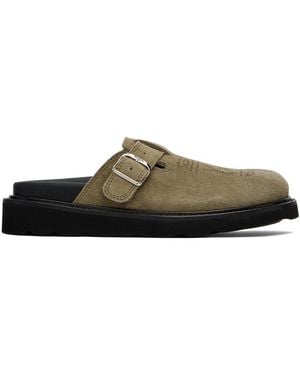 KENZO Sabots Beiges En Suède Mat - Noir