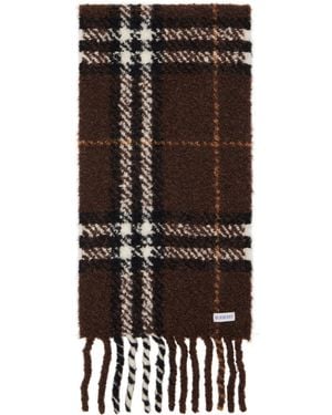Burberry Écharpe Brune En Bouclé De Laine D'Alpaga Mélangée À Carreaux - Marron