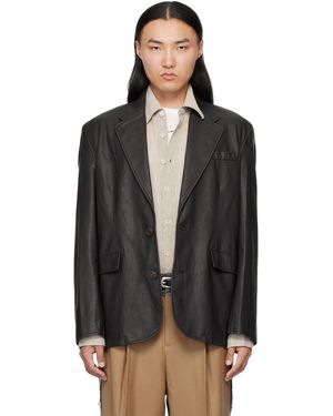 MMIC Boheme Faux-Leather Blazer - Black