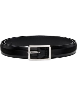 Anderson's Skinny French Calfskin Rectangular Buckle Belt - Black