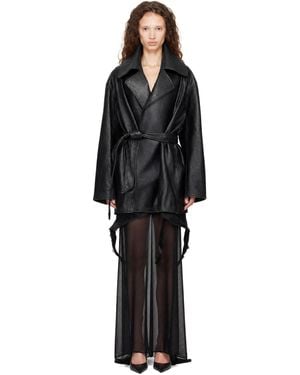 Balenciaga High Collar Soft Matte Leather Jacket - Black