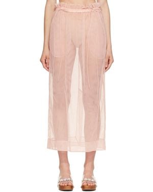 Simone Rocha Gathered Waist Cord Midi Skirt - Pink