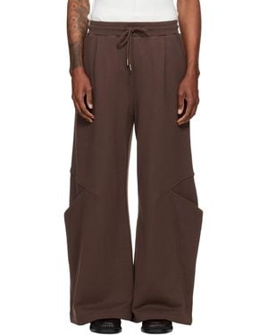 NULLUS Sculptural Cut Wide Leg Sweatpants - Brown