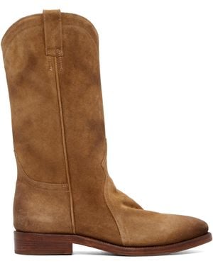 Jil Sander Bottes Brun Clair En Suède - Marron