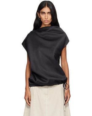 LE17SEPTEMBRE Soft Draped Asymmetric Top - Black