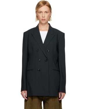 Ami Paris Wool Double Breasted Blazer - Black