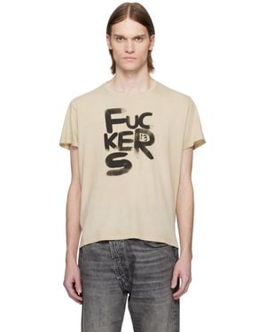 R13 ベージュ 'Fuckers' Boy Tシャツ - ブラック