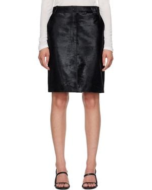 Loulou de Saison Debi Pony-Effect Leather Midi Skirt - Black