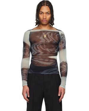 Jean Paul Gaultier 'The Blurry Roses' Top - Black