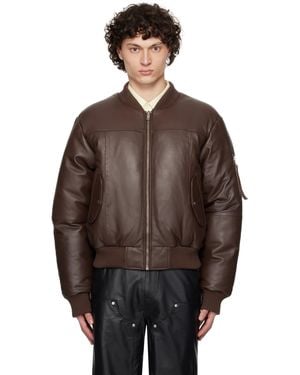 DEADWOOD Ssense Exclusive Bofinger Padded Leather Bomber Jacket - Brown